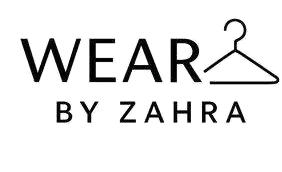 Logo of 'Wear by Zahra' with a hanger icon on a white background